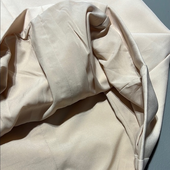 Lavish Allice Peach Cream Chiffon Bodycon Puff Sheer Sleeve Mini Dress Size 4 - Picture 8 of 15